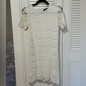 Lulu's Ivory Lace Mini Dress